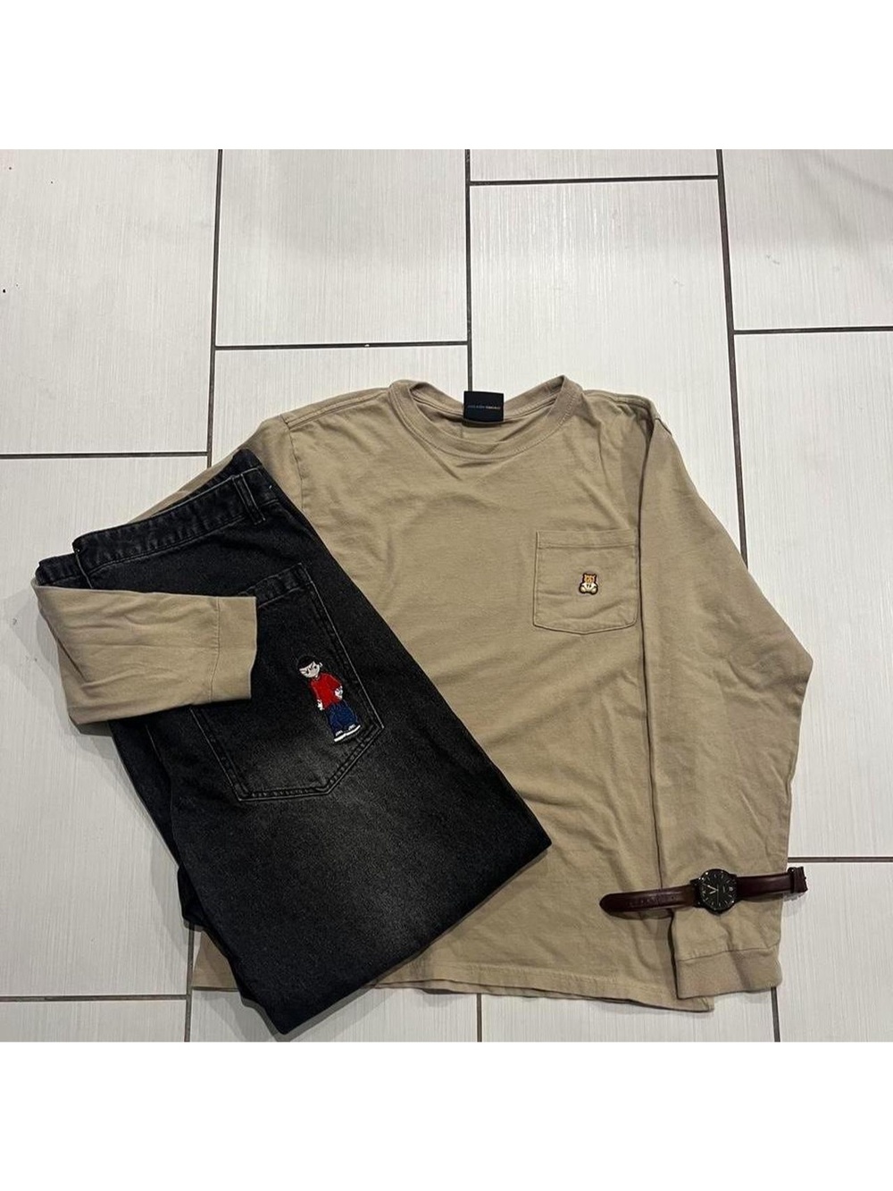 Teddy Fresh Modern Bear Pocket Long Sleeve Tee
